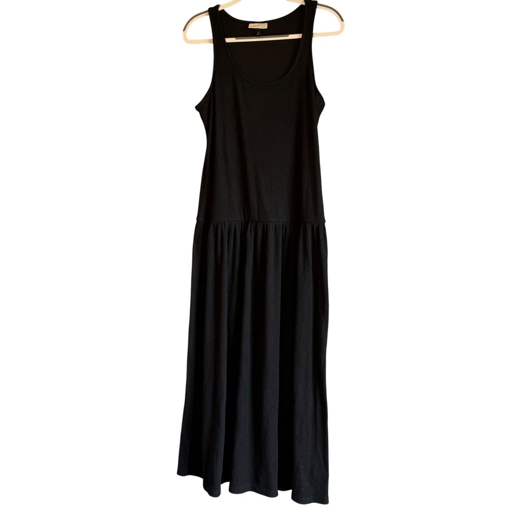 Universal Thread Women's Black Ribbed Knit Drop Waist Maxi Dress M Sleeveless